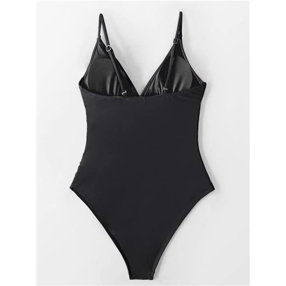 Women's One Piece Swimsuit Tummy Control V Neck Bathing Suits - Picture 6 of 6